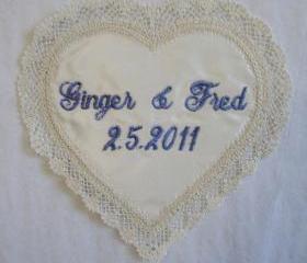Heart and Created Lace Wedding Satin Gown Label