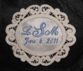 Ornate Italian Lace Wedding Gown Label