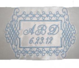 Scroll Frame Satin Wedding Gown Label