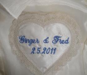 Heart and Created Lace Wedding Satin Gown Label