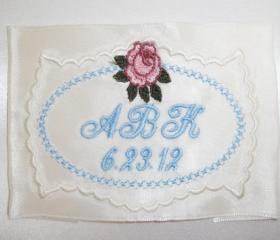 Rosebud Ribbon Satin Wedding Gown Label