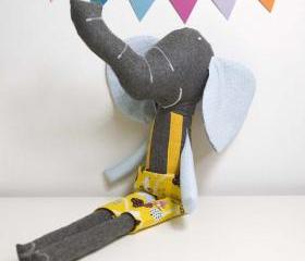 Ludovico the soft toy elephant * blue and yellow