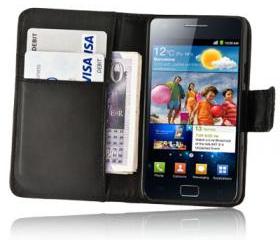 Black Wallet Leather Case for Samsung Galaxy S2
