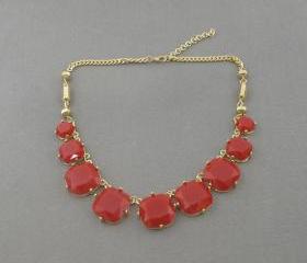 Red bubble necklace,holiday party,bridesmaid gifts,Beaded Jewelry,wedding necklace,Prom necklace 