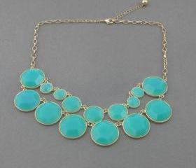 light blue bubble statement necklace,holiday party,birthday,bridesmaid gift,Beaded Jewelry,wedding necklace 