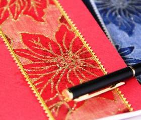  POINSETTIA - Christmas Holiday Mini Notebooks - Set of 2 - Stocking Stuffer - A6 Size - Free Shipping