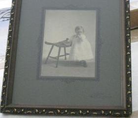 Framed Baby Photo Vintage Wood & Gilt Frame 1930s