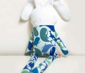 sweet softie rabbit in pyjama flannel * blue