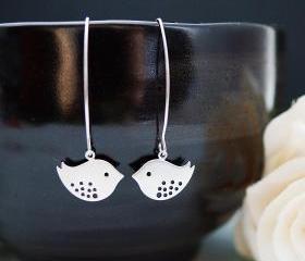 Modern Jewelry Modern Earrings Dangle Earrings Matte cute bird charms Earrings . For Her. Gift for Her . Gift Under 20