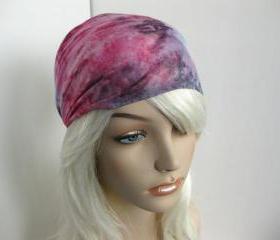 Tie Dye Headband Head Wrap Dreadband Womens Hippie Bandana Colorful Purple Green and Pink Cotton Fabric
