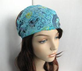Boho Headband Head Wrap Dreadband Womens Hippie Bandana Blue Teal Yellow Black Cotton Fabric