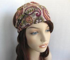 Paisley Bandana Head Wrap Dreadband Women's Headband Earthy Colors Fashion Hair Accessory Cotton Fabric