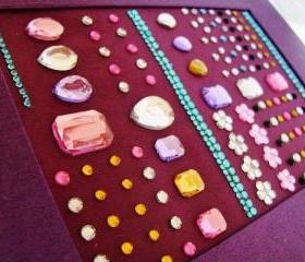 BEDAZZLING - Handmade Purple Journal - Coptic Binding - Girly Rhinestone Beaded Blank Book - Free Shipping