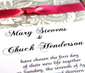 Pocket Wedding Invitation - Invite and RSVP Card Sample - For Budget Bride - 1 Dollar Per Set - FREE SHIPPING