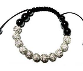 11 Pave swarovski crystal beads and Hematite macrame Men bracelet 