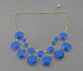 blue bubble statement necklace,holiday party,birthday,bridesmaid gift,Beaded Jewelry,wedding necklace