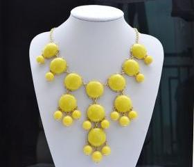 Yellow bubble necklace, Bib Statement Necklace, holiday party,bridesmaid gifts, Beaded Jewelry, wedding necklace