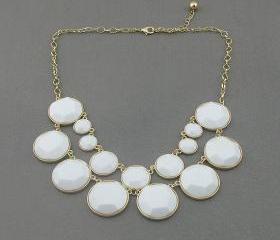 White bubble statement necklace,holiday party,birthday,bridesmaid gift,Beaded Jewelry,wedding necklace