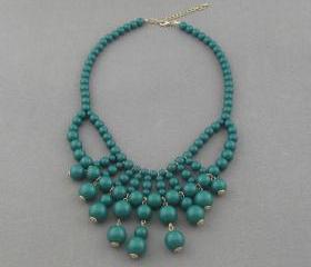 Olive green necklace,holiday party,bridesmaid gifts,Beaded Jewelry,wedding necklace,turquoise color necklace