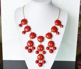Red bubble necklace,holiday party,bridesmaid gifts,Beaded Jewelry,wedding necklace,Red color necklace
