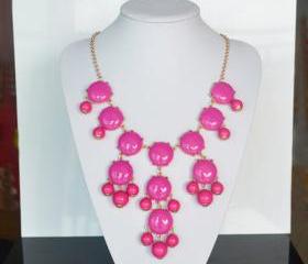 Rose Color bubble necklace, Bib Statement Necklace, holiday party,bridesmaid gifts, Beaded Jewelry, wedding necklace