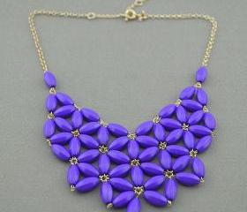 Purple Bubble necklace, handmade bib Necklace/Statement Bubble Necklace,bridesmaid gifts,Beaded Jewelry