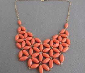 Orange Bubble necklace, handmade bib Necklace/Statement Bubble Necklace,bridesmaid gifts,Beaded Jewelry