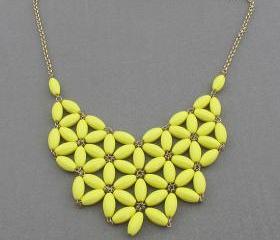 Yellow Bubble necklace, handmade bib Necklace/Statement Bubble Necklace,bridesmaid gifts,Beaded Jewelry 