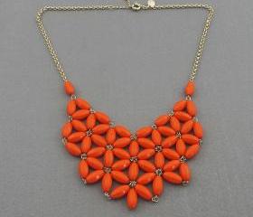 Orange-red Bubble necklace, handmade bib Necklace/Statement Bubble Necklace,bridesmaid gifts,Beaded Jewelry