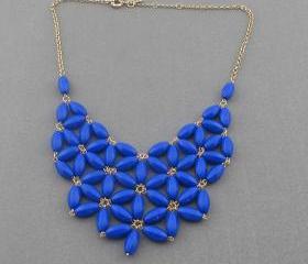 Blue Bubble necklace, handmade bib Necklace/Statement Bubble Necklace,bridesmaid gifts,Beaded Jewelry