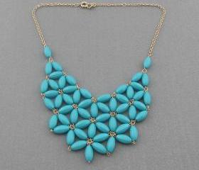 Turquoise Bubble necklace, handmade bib Necklace/Statement Bubble Necklace,bridesmaid gifts,Beaded Jewelry
