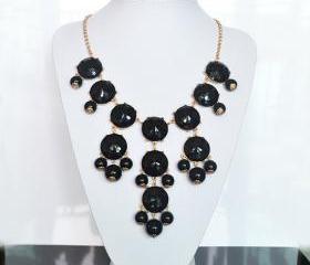 Black bubble bib Statement necklace,holiday party Necklace,bridesmaid gifts,Beaded Jewelry,wedding necklace