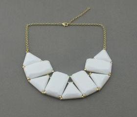 White necklace,Geometric patterns necklace,bridesmaid gifts, Holiday,Party,bridesmaid necklace, gift idea,statement necklace
