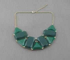 Green necklace,Geometric patterns necklace,bridesmaid gifts, Holiday,Party,bridesmaid necklace, gift idea,statement necklace