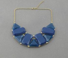 Blue necklace,Geometric patterns necklace,bridesmaid gifts, Holiday,Party,bridesmaid necklace, gift idea,statement necklace