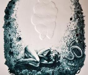 Fine Art Original Lithography Print with Intaglio Plate Watermark Image PJ Sings a Song by Andrew