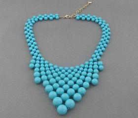 Turquoise bubble necklace,holiday party,bridesmaid gifts,Beaded Jewelry,wedding necklace,turquoise color necklace 