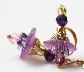 Petite Purple Lucite Flower Earrings