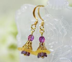 Petite Yellow Lucite Flower Earrings