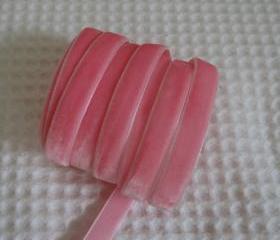 3 Yards Pink Velvet Ribbon 3/8 inch - 02