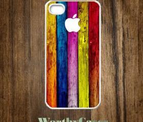 iPhone 4 case, iPhone 4s case, case for iPhone 4 mobile case handmade : Colorful wooden on apple iPhone 4 Case