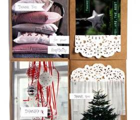 Christmas Thank You Card - Eco-Friendly Card Set - Handmade Holiday Cards - Buy 3 Get 1 & Free Shipping