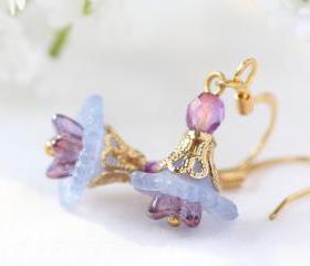Petite Blue Lucite Flower Earrings