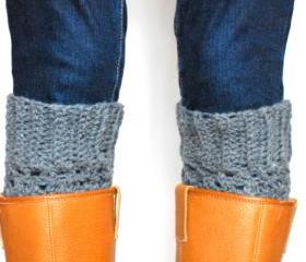Charcoal Heather Boot Cuffs - Crochet - Boot toppers