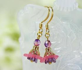 Petite Pink Lucite Flower Earrings 