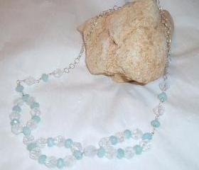 Quartz and Amazonite Sterling Silver Necklace Handmade