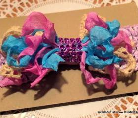 Ribbon and Lace Baby Headband - Custom colors available