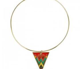 Folk Style Triangle Pendant Necklace