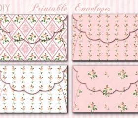 Digital Envelopes - Pink Flowers - Printables - Collage Sheet - Download Images - DIY - Invitations - Partis - Baby Sowers - 1553
