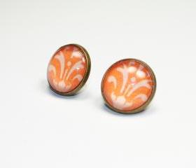 Orange Floral Earrings-Bridesmaid Gifts